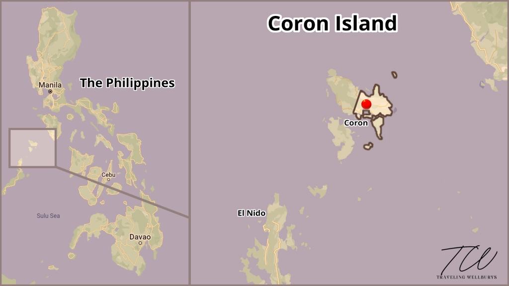 A map of the Philippines, depicting the location of Coron Island.